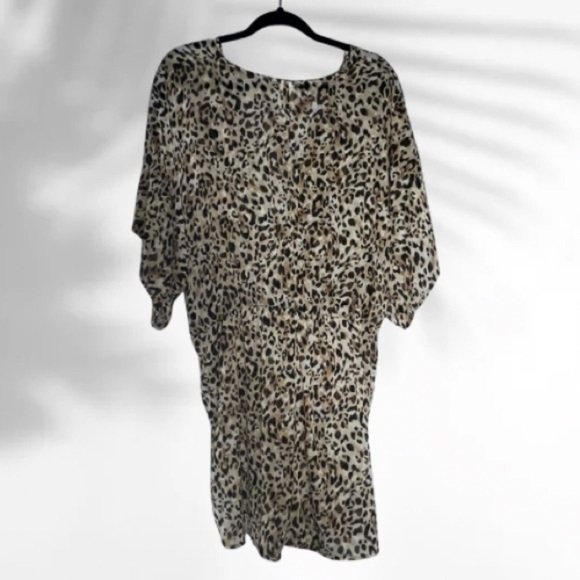 Time and Tru Leopard Print Swim Cover-Up – Sheer Twist Front Kaftan – Size 1X - Picture 5 of 7